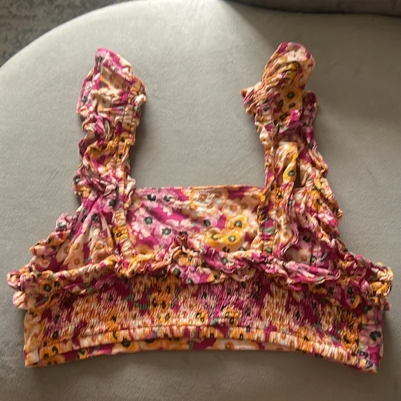 Banjanan sz Small Floral Ruffle Women's crop top - Picture 6 of 8